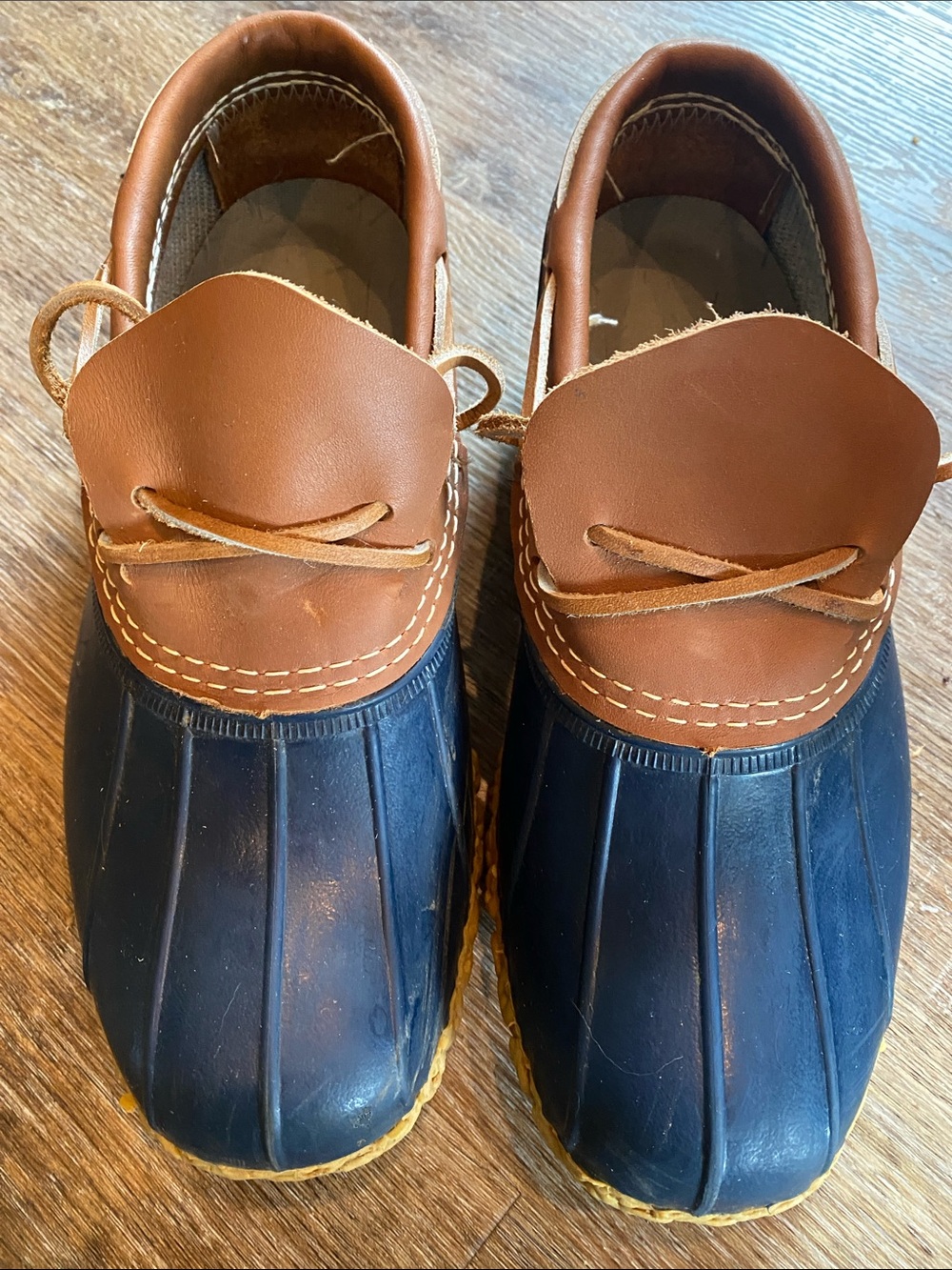 L.L. Bean Brown and Navy Leather and Rubber Duck Boot Shoes